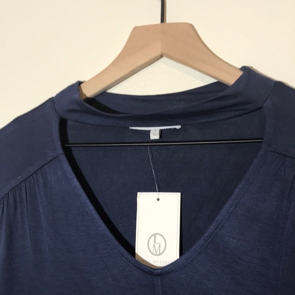NWT Linda Matthews Knit Navy Top - Picture 4 of 5